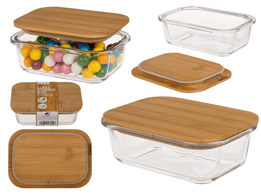 Glass storage box, for 350  ml, ca.15 x 11 cm,