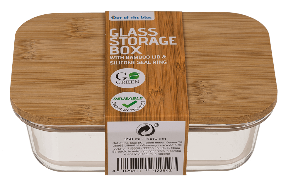 Glass storage box, for 350  ml, ca.15 x 11 cm,