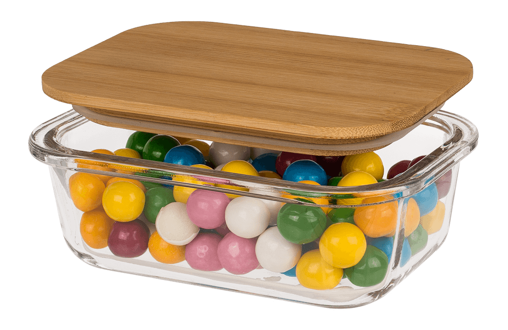 Glass storage box, for 350  ml, ca.15 x 11 cm,