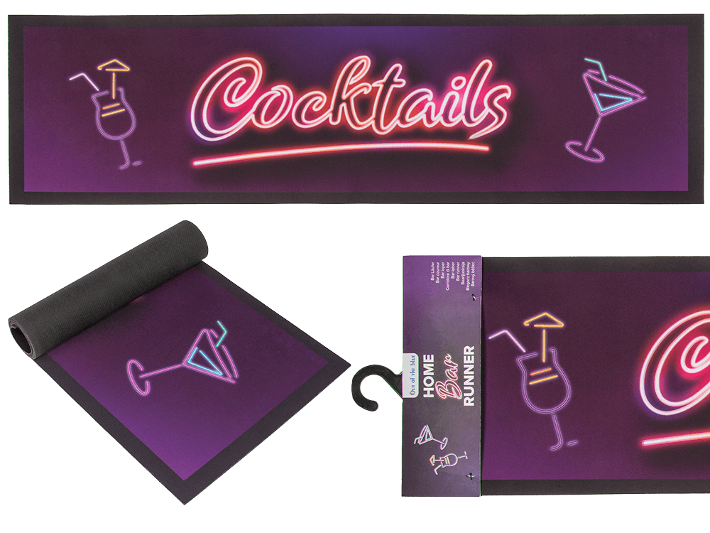 Home bar runner, Cocktails, approx. 89 x 25 cm,