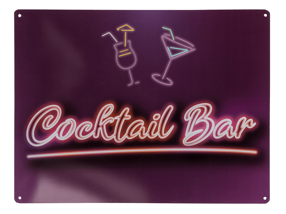 71-3344_000.png Metal sign, Cocktail Bar, approx. 30 x 40 cm - Afbeelding 1