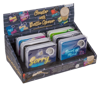 Coaster with bottle opener, German wordings,