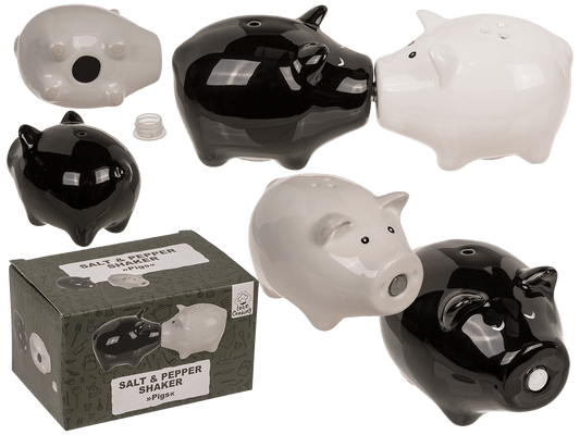Salt & pepper shaker, pigs with magnet nose,