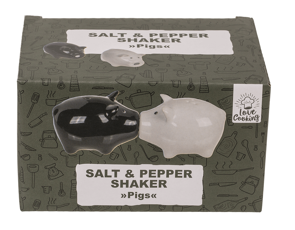 Salt & pepper shaker, pigs with magnet nose,