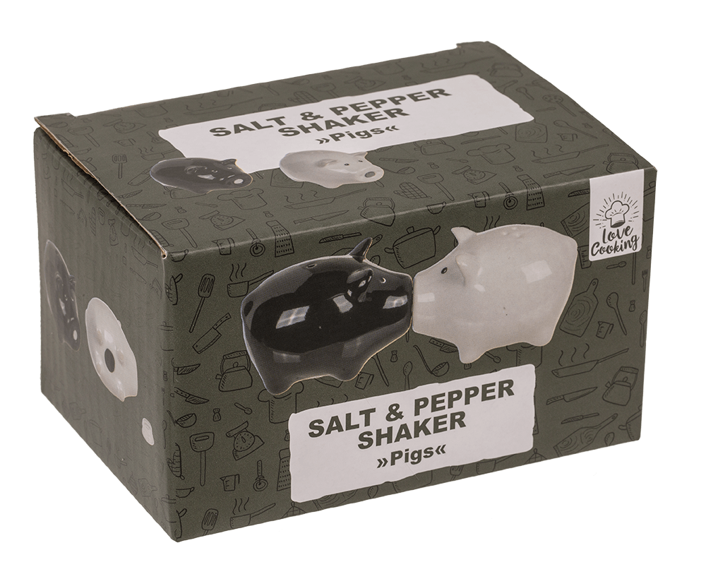 Salt & pepper shaker, pigs with magnet nose,