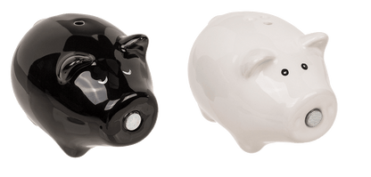 Salt & pepper shaker, pigs with magnet nose,