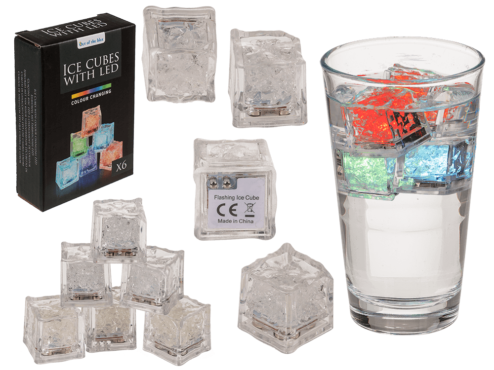 Plastic ice cube with LED, colour changing,