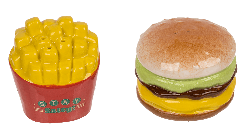 Salt & pepper shaker, Burger & Fries,