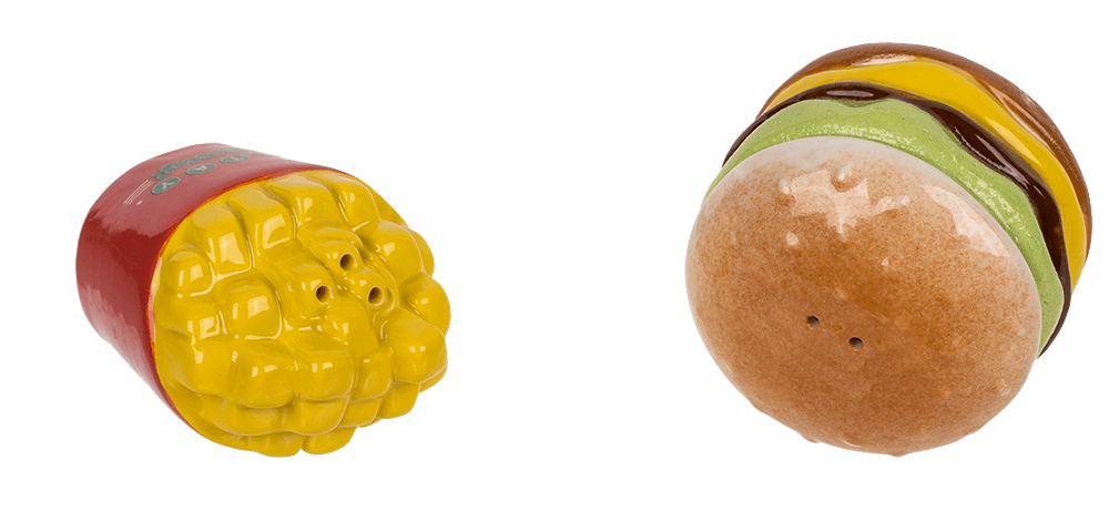Salt & pepper shaker, Burger & Fries,