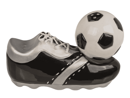 Salt& pepper shaker, football & shoe, with magnet,