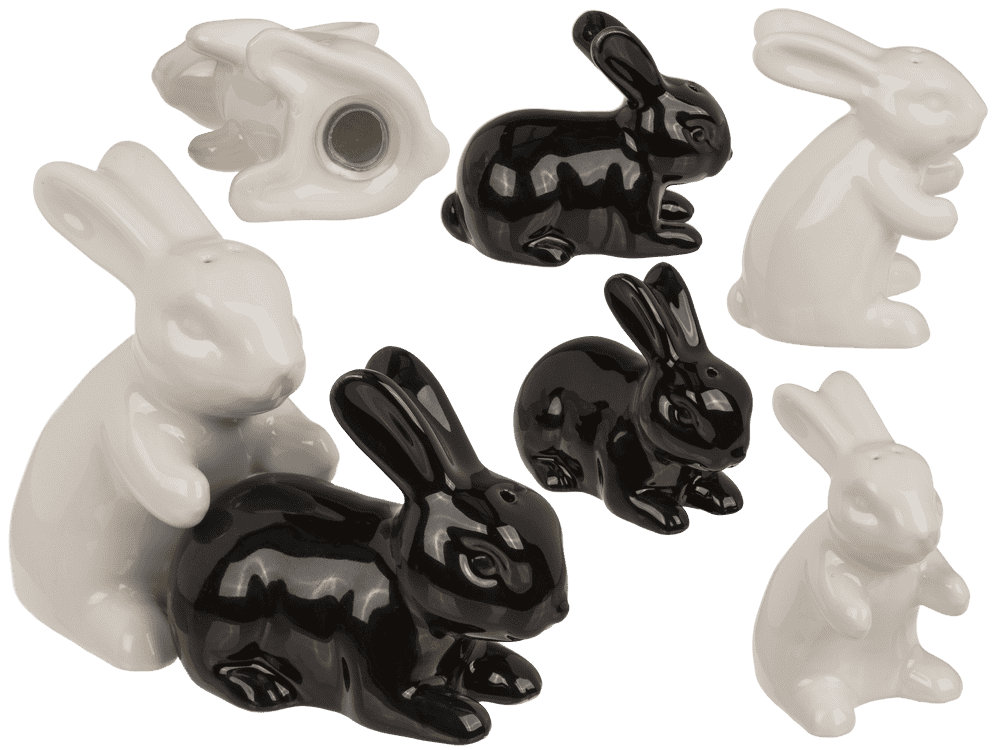 Salt & pepper shaker, rabbits, 11 x 4.5 x 8 cm,
