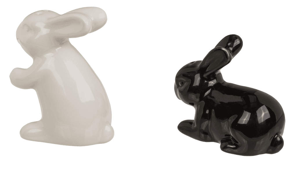 Salt & pepper shaker, rabbits, 11 x 4.5 x 8 cm,