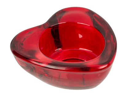 Red glass tealight holder, Heart,