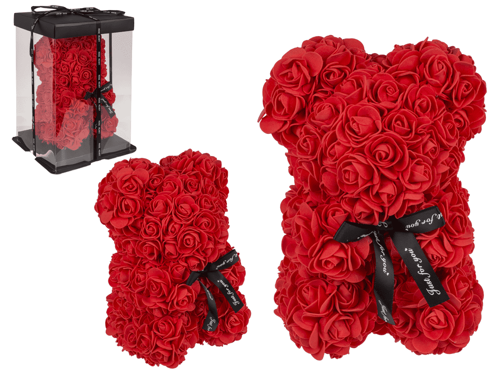711036_000.png Rose bear, 25 x16 x16 cm in PET gift box, - Afbeelding 1