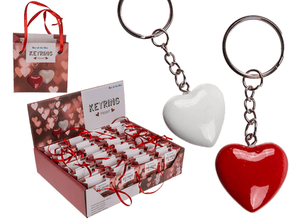 Metal keyring, polyresin heart,