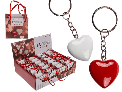 Metal keyring, polyresin heart,