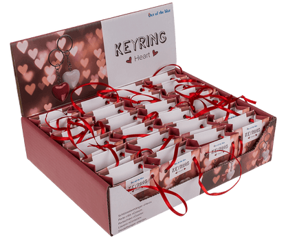 Metal keyring, polyresin heart,