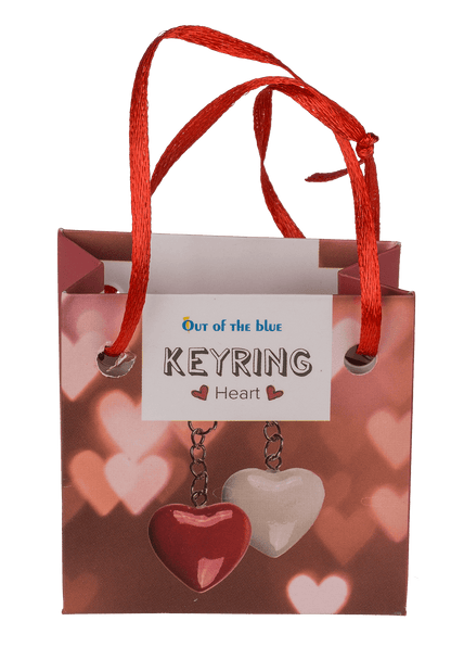 Metal keyring, polyresin heart,