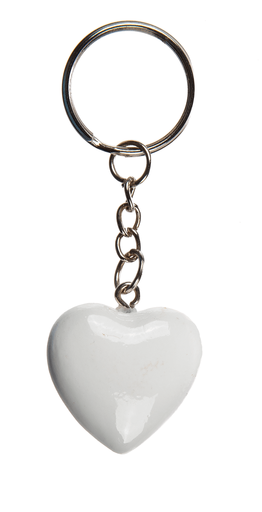 Metal keyring, polyresin heart,