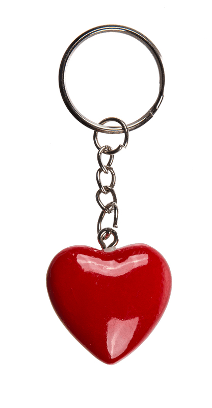 Metal keyring, polyresin heart,