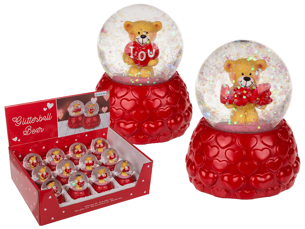 Polyresin glitter globe, bear,