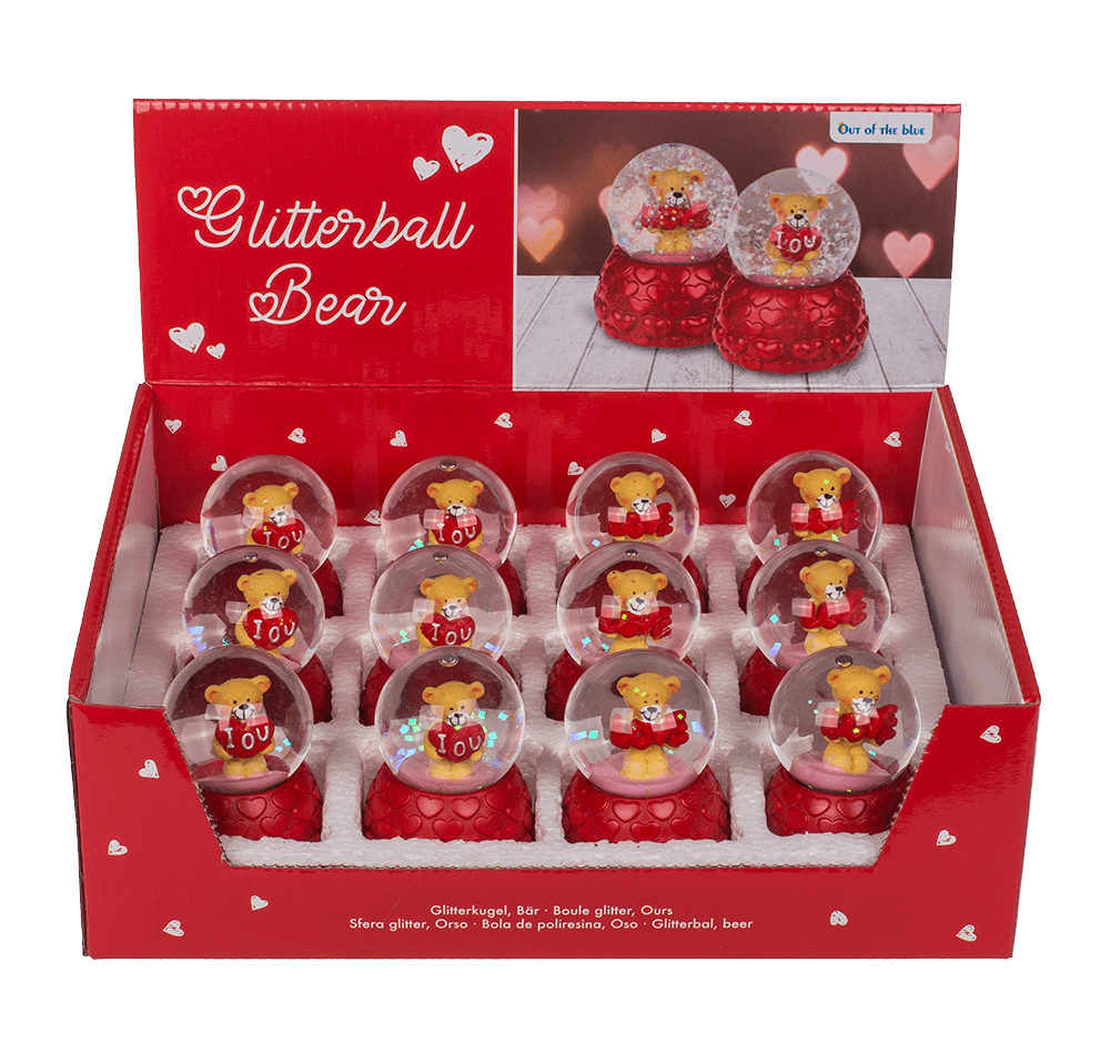 Polyresin glitter globe, bear,