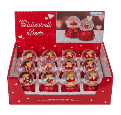 Polyresin glitter globe, bear,