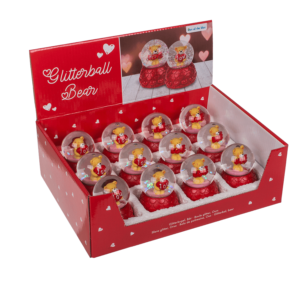 Polyresin glitter globe, bear,