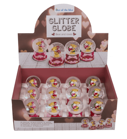 Polyresin glitter globe, bear, I love you