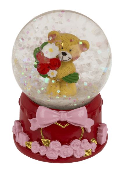 Polyresin glitter globe, bear, I love you