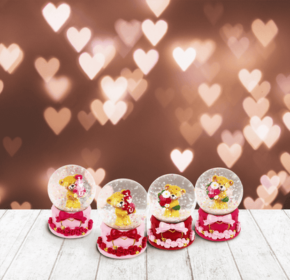 Polyresin glitter globe, bear, I love you