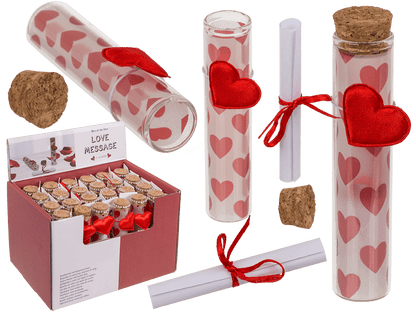 Glass bottle with cork stopper, Love,