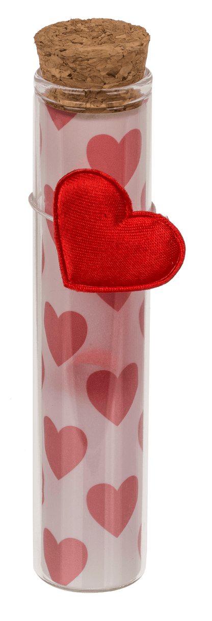 Glass bottle with cork stopper, Love,