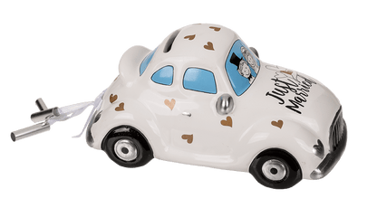 Savings box with lock, wedding car, Just Married,
