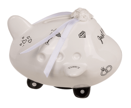 Saving bank, airplane, Just Married,
