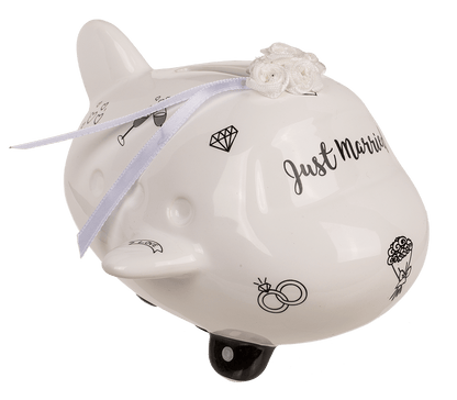 Saving bank, airplane, Just Married,