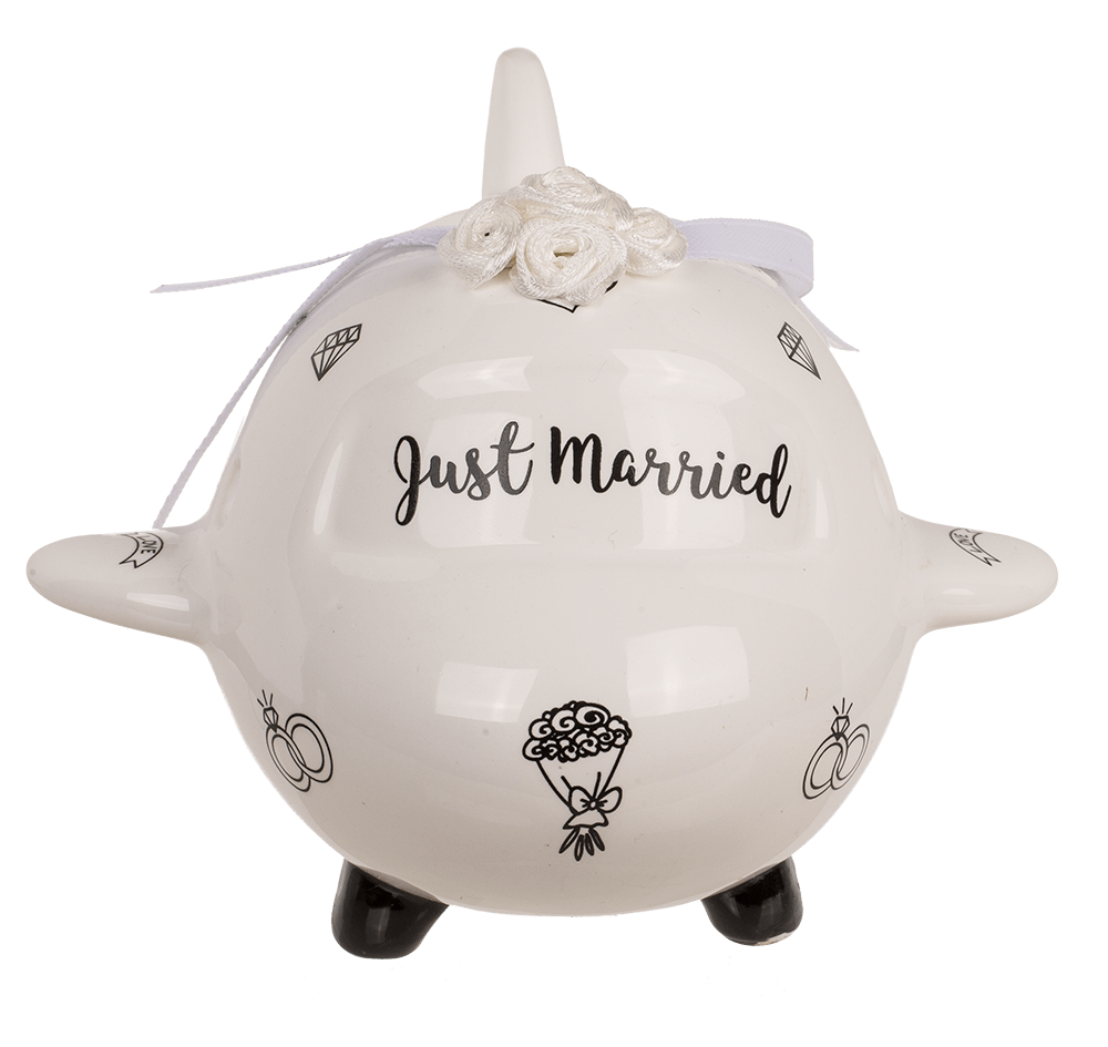 Saving bank, airplane, Just Married,