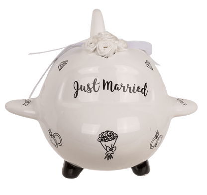 Saving bank, airplane, Just Married,