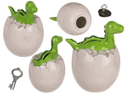 Saving bank with lock, Dino out of Egg,