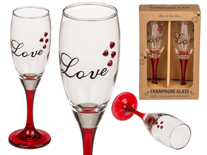 Champagne glass with hearts and red socle,
