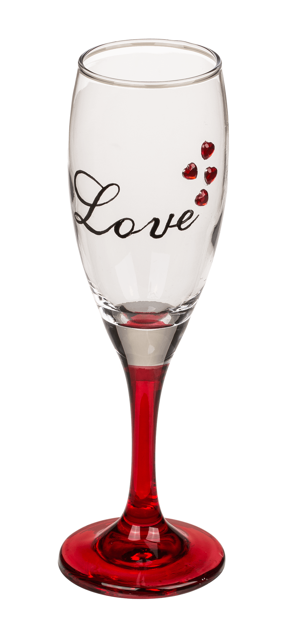 Champagne glass with hearts and red socle,