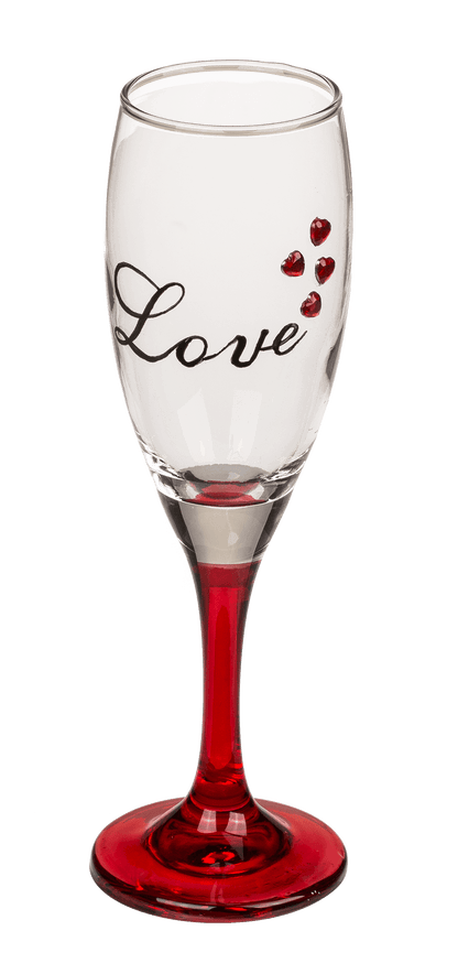 Champagne glass with hearts and red socle,