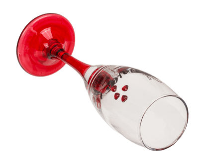 Champagne glass with hearts and red socle,