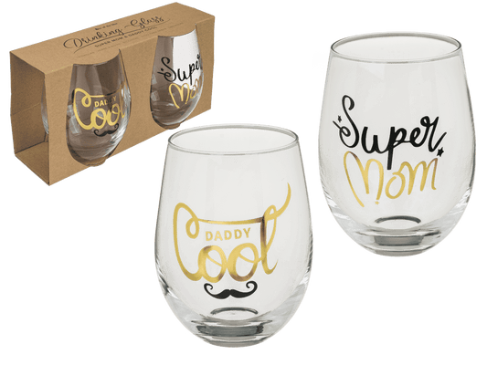 Drinking glass, Super Mom & Daddy Cool,
