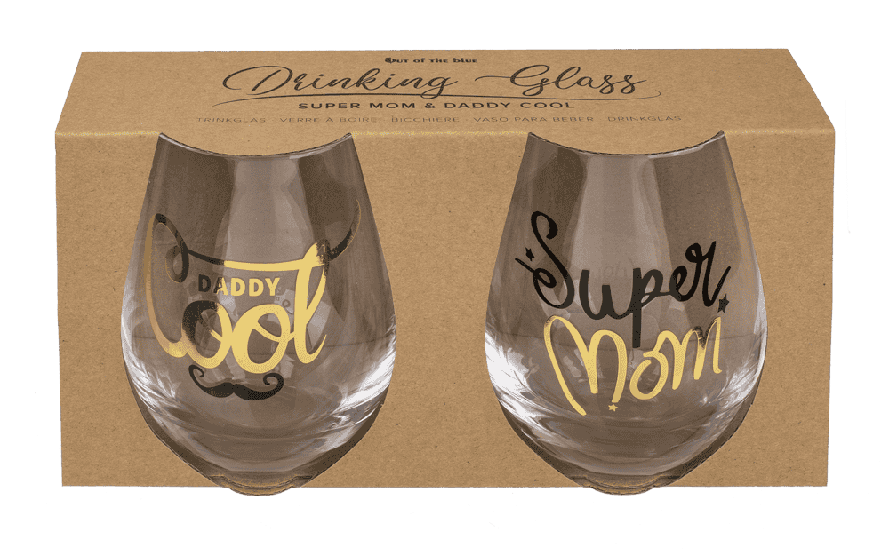 Drinking glass, Super Mom & Daddy Cool,