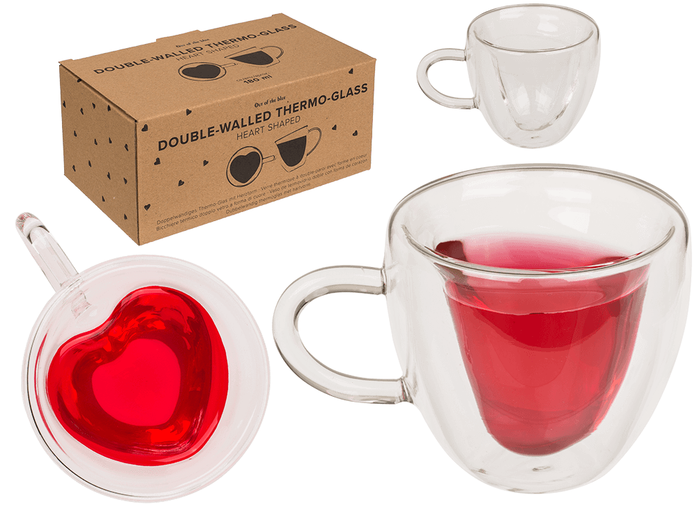 Double-walled thermo-glass with heart shape,