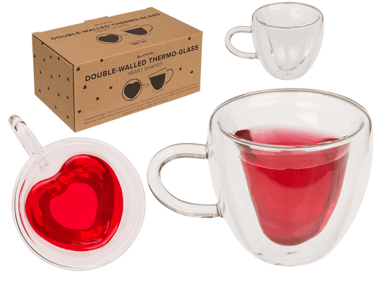 Double-walled thermo-glass with heart shape,