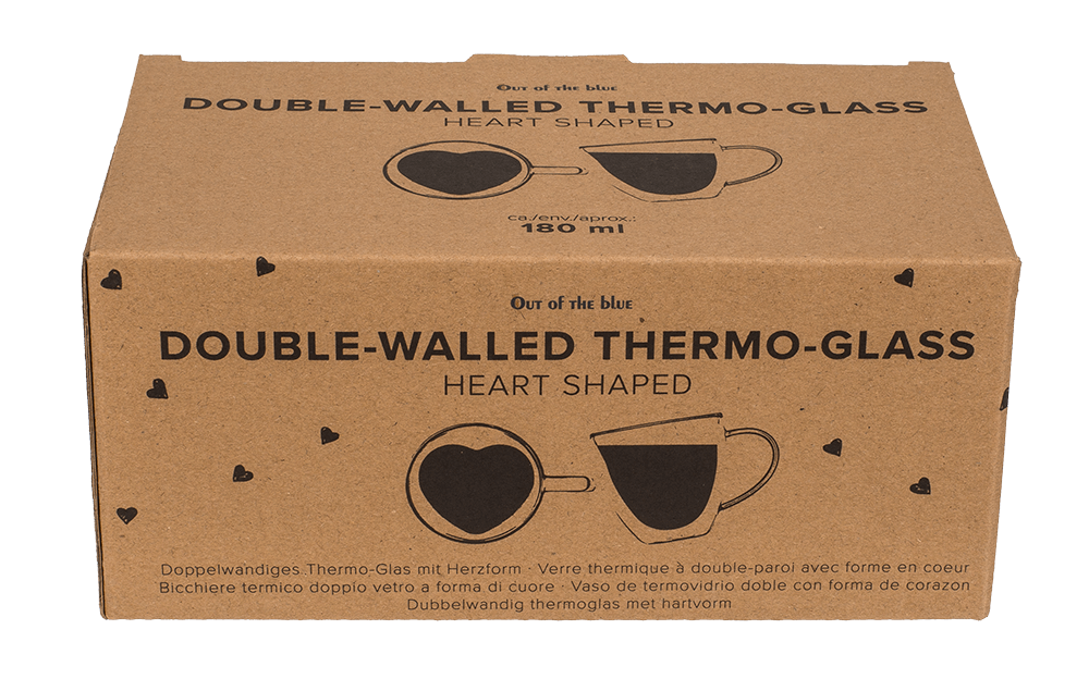 Double-walled thermo-glass with heart shape,