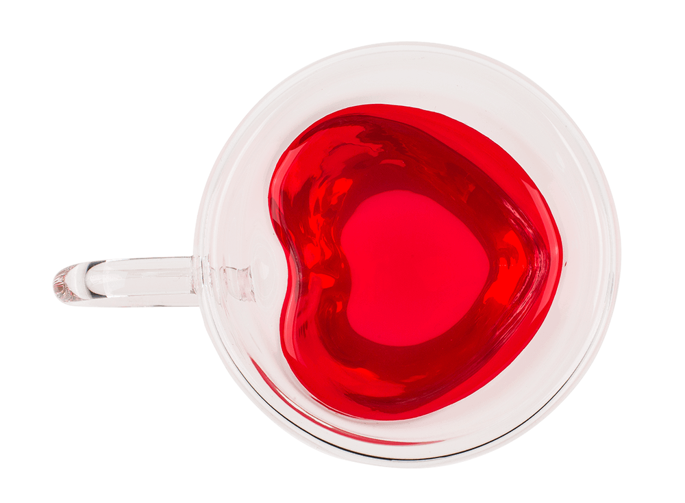 Double-walled thermo-glass with heart shape,