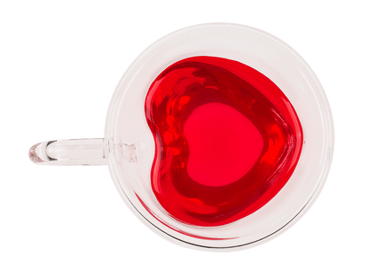 Double-walled thermo-glass with heart shape,
